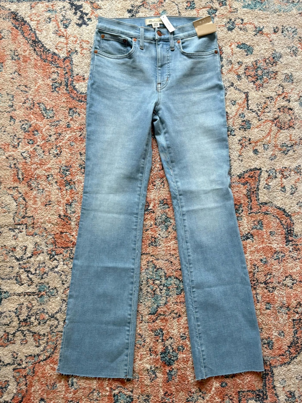 Madewell kick out full length jeans in condale wash raw hem